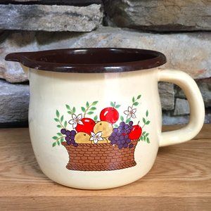 VTG Enamelware FTD Pitcher Fruit Cottagecore